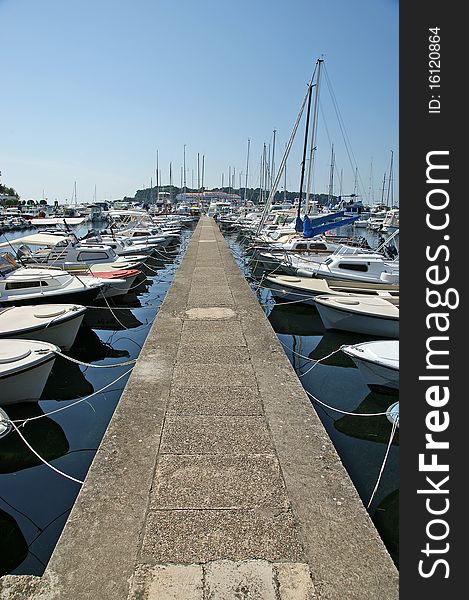 STONE pier for boats and yachts, Croatia; Porec