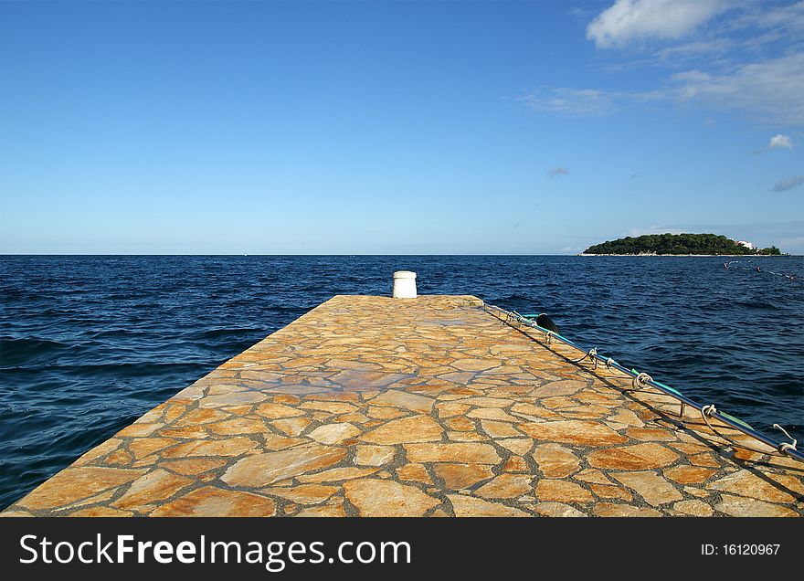 STONE pier for boats and yachts, Croatia; Porec