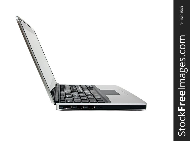 Single netbook (laptop) isolated white