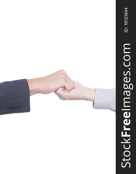 Businessman shaking hands, thumb up