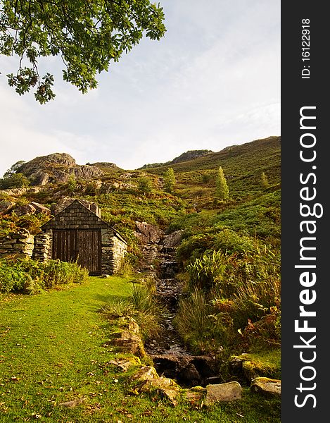 Shepherds shed on a hill, Lake District, England