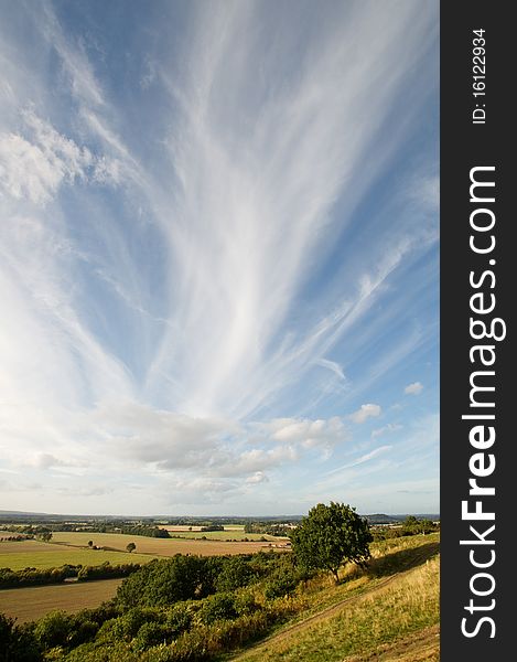 Fields and sky in Shropshire, England