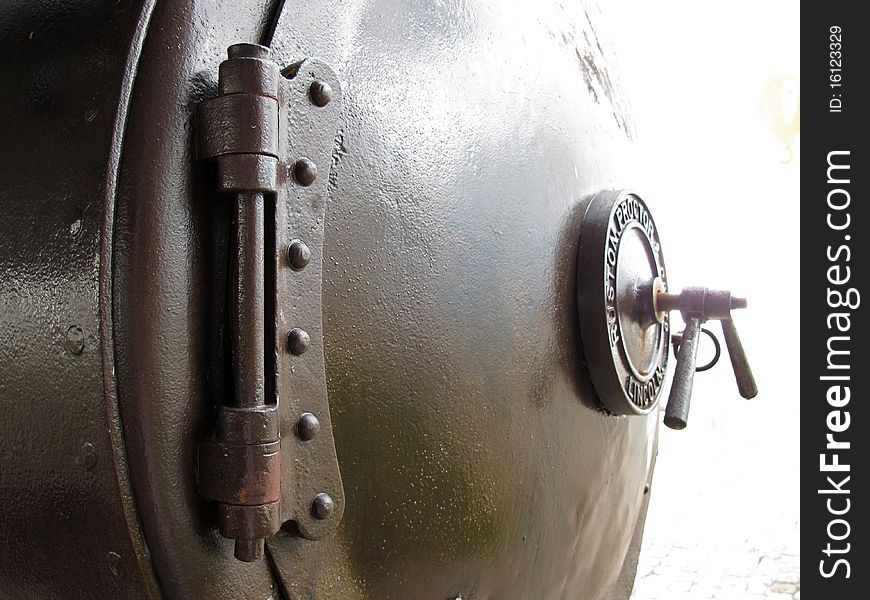 Old steam locomotive's boiler