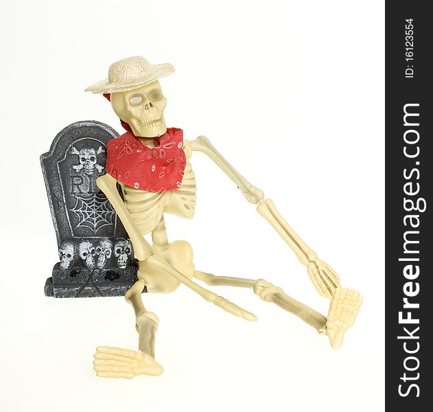 Cowboy Skeleton in Graveyard CLIPPING PATH