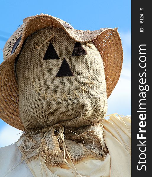 Close up of a smiling scarecrow. Close up of a smiling scarecrow