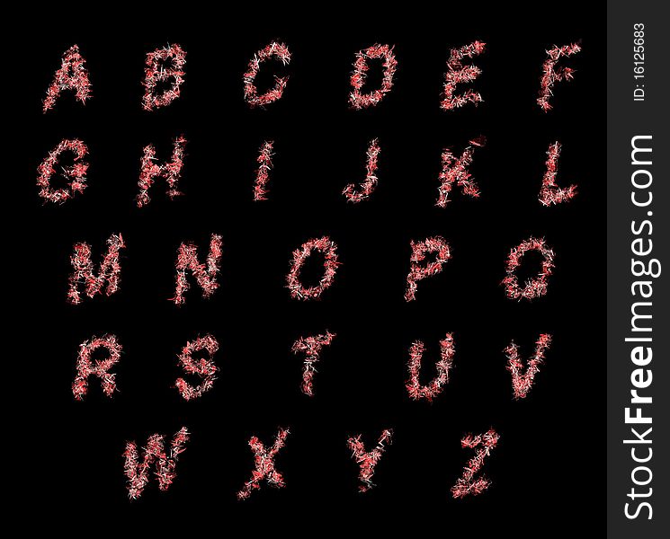3D Vector alphabet letters glass scattering breaking illustration. 3D Vector alphabet letters glass scattering breaking illustration