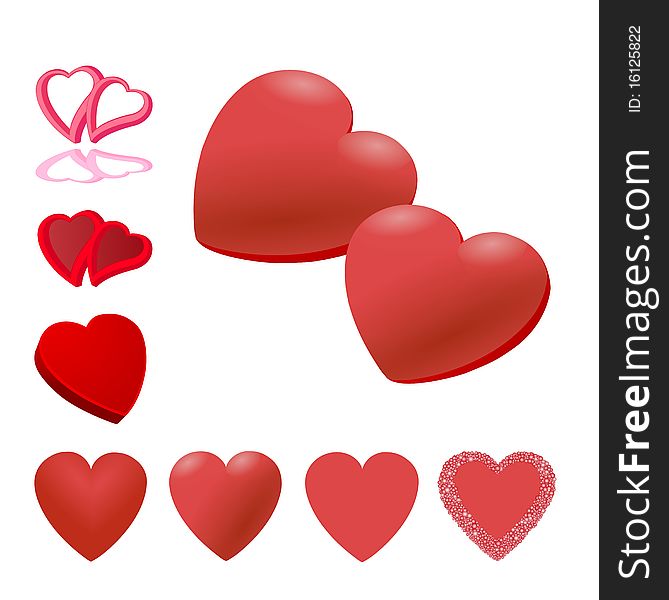 Red heart set for design,  illustration