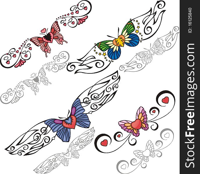 A set of Butterflies and exquisite design elements. A set of Butterflies and exquisite design elements.