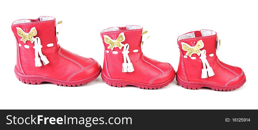 Red leather baby boots