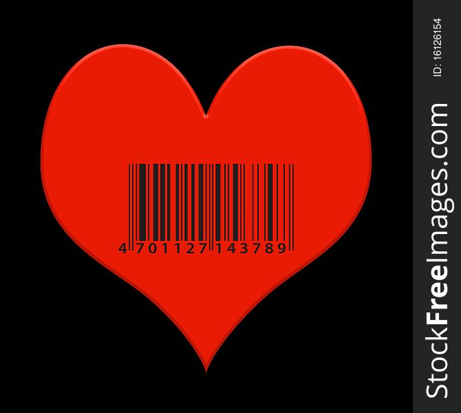 Valentine card illustration showing heart and bar code. Valentine card illustration showing heart and bar code