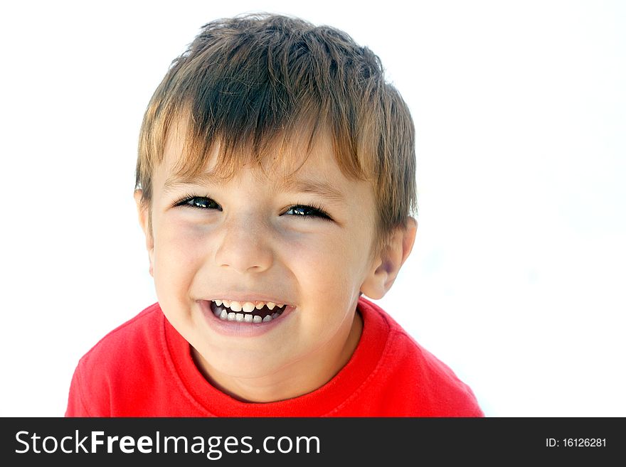 2-3 years old smiling boy portrait, isolated on white background. 2-3 years old smiling boy portrait, isolated on white background
