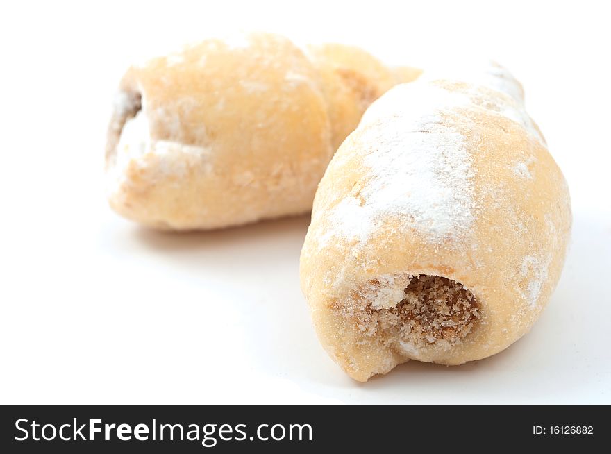 Rolls with cream on a white background