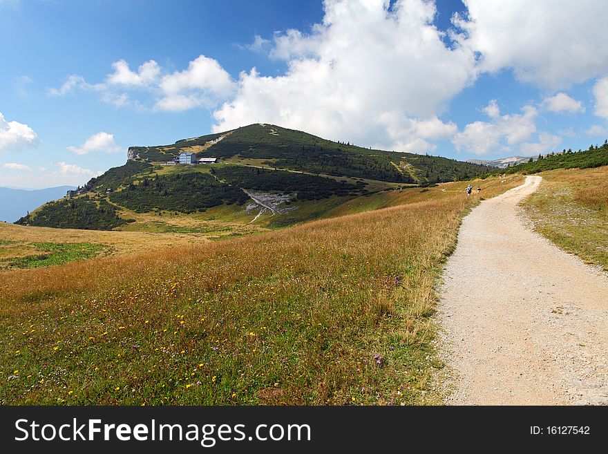 View at alpine mountain peaks - Raxalpe