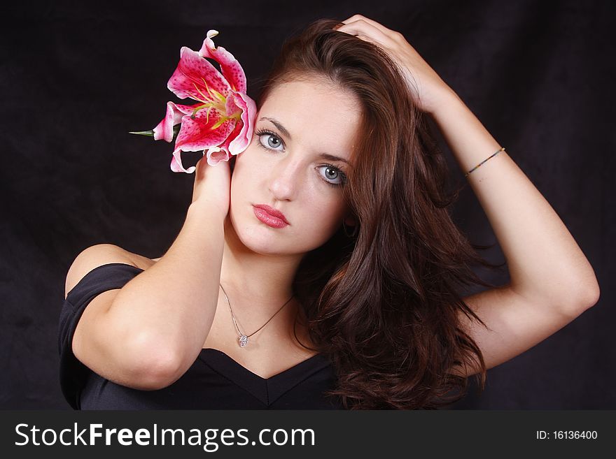 Very beautiful girl with flowers. Very beautiful girl with flowers