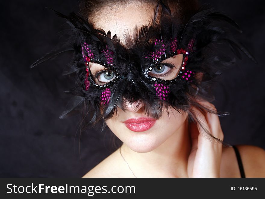 Very beautiful girl with black mask. Very beautiful girl with black mask