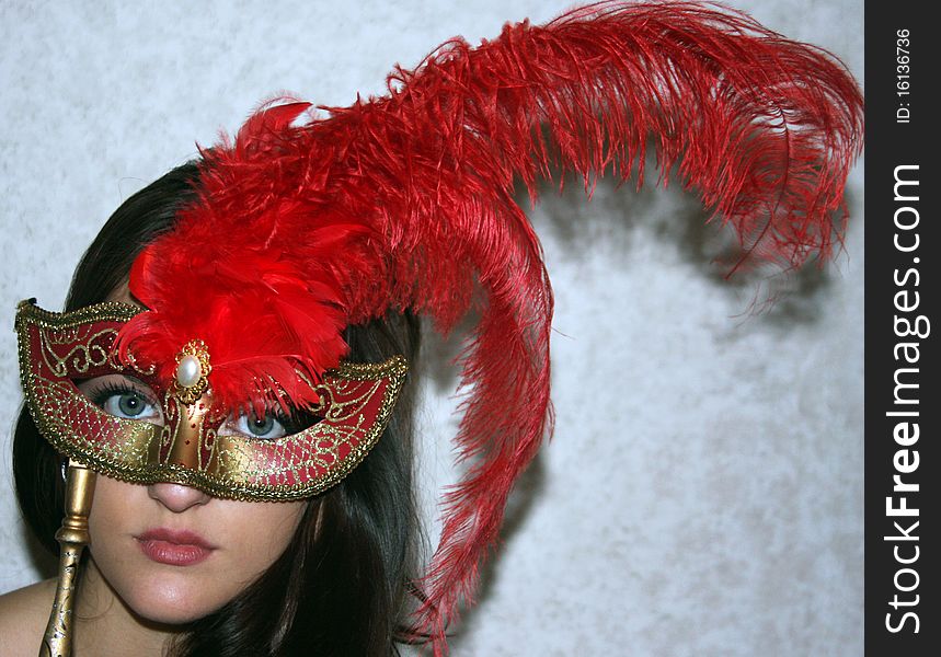 Young Girl With Red Mask