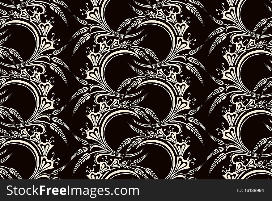 Seamless pattern with flowers and ears, format. Seamless pattern with flowers and ears, format