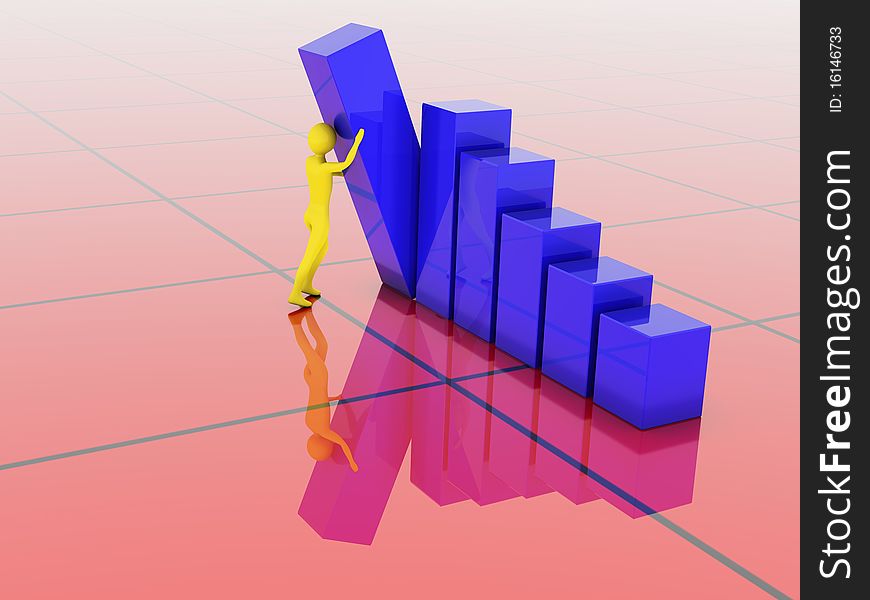 Man builds his own statistic. Growing business bar chart. Conceptual image for financial development, manipulation and support. Man builds his own statistic. Growing business bar chart. Conceptual image for financial development, manipulation and support