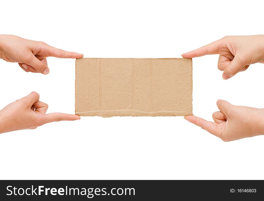 The cardboard tablet in a hand. The cardboard tablet in a hand