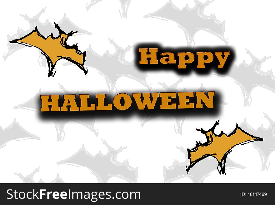 Postcard to use as wallpaper for the Halloween party with two bats and a tonal background