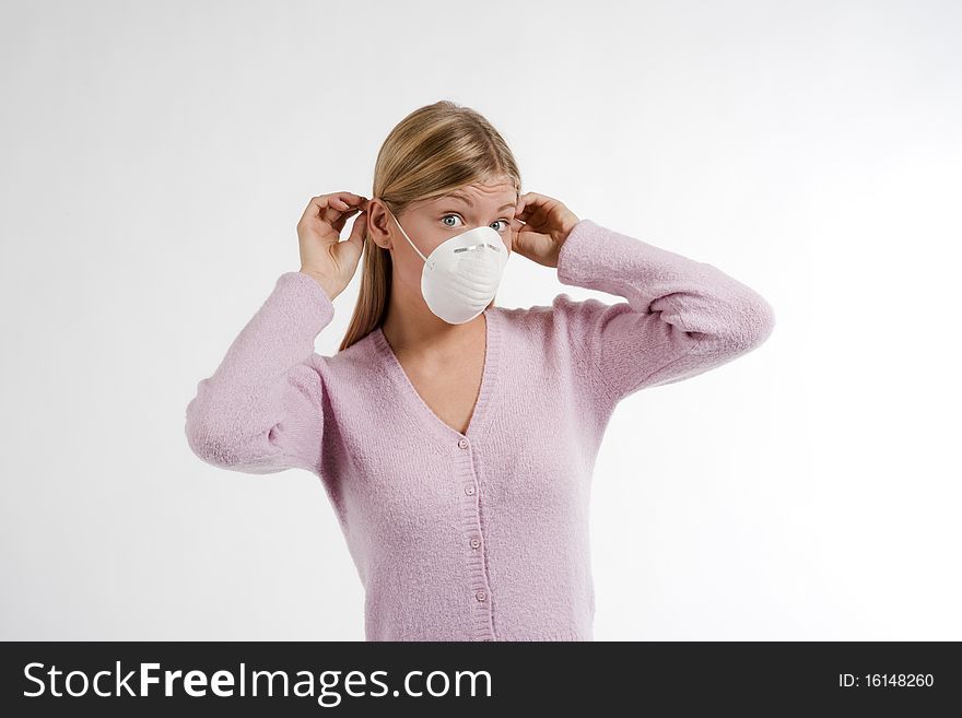 Young woman with protecting mask