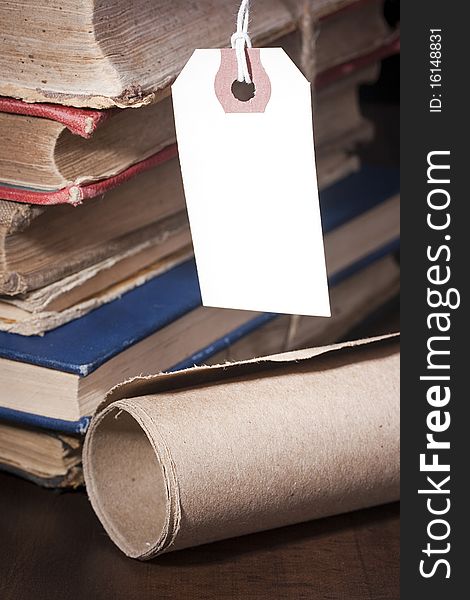 Archival documents in a book-depository are tied up by a cord. Archival documents in a book-depository are tied up by a cord.