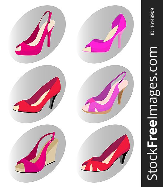 Set of fashion woman shoes vector