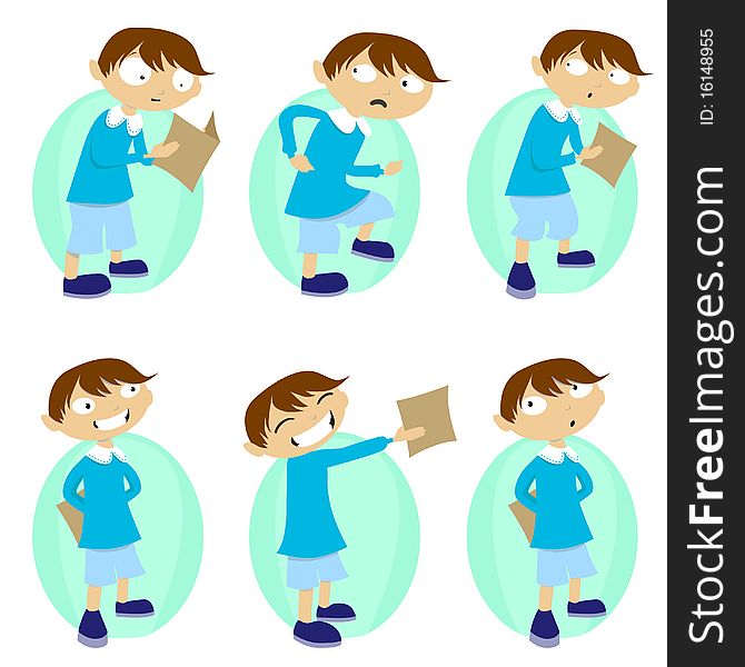 Set of student character illustration vector. Set of student character illustration vector
