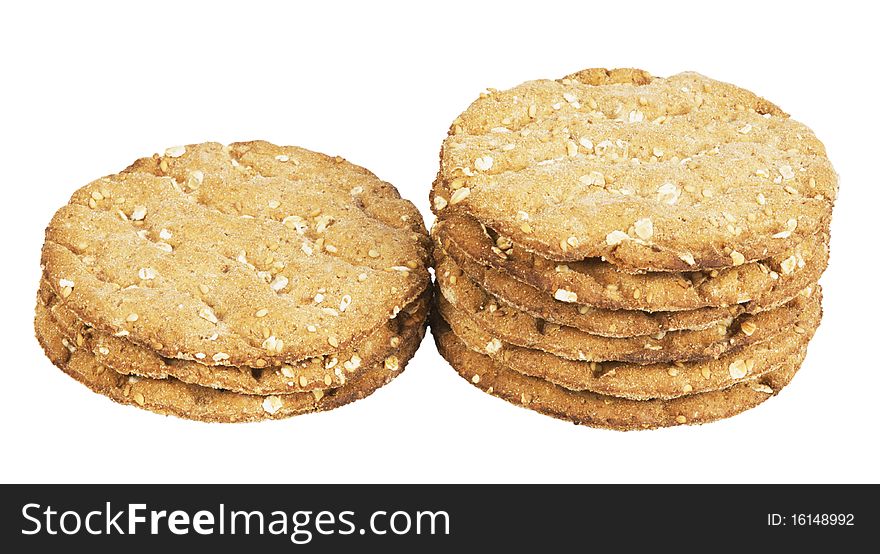 Round crispbread ,isolated on white with clipping path.