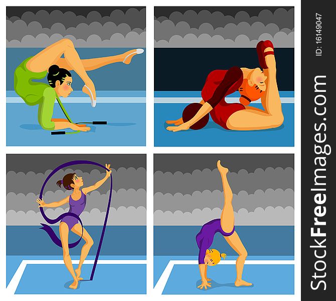 Set of athletic women illustration vector. Set of athletic women illustration vector