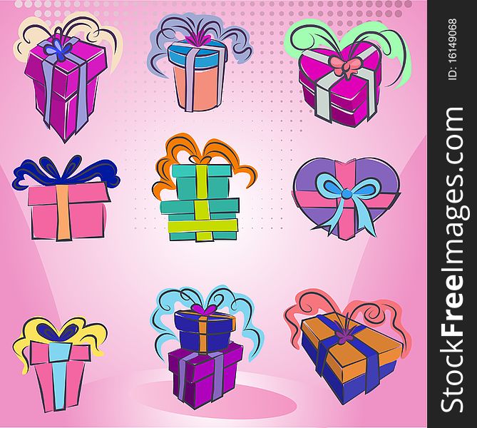 Set of gift box illustration. Set of gift box illustration