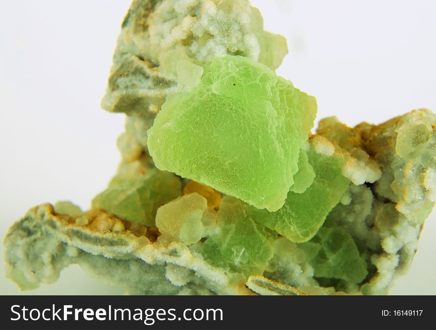 Large calcite crystals on a gray background. Large calcite crystals on a gray background