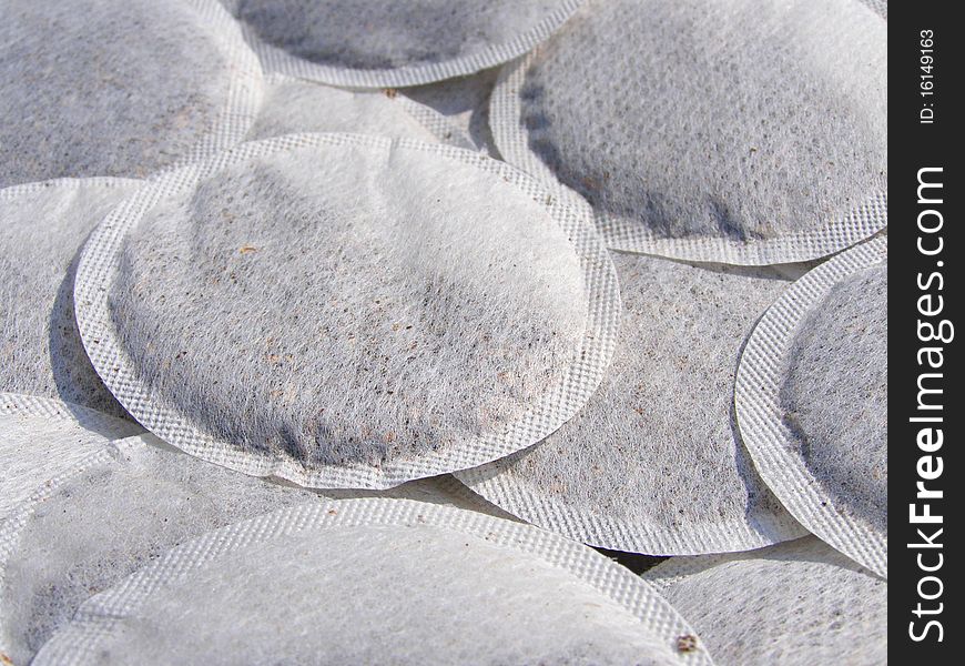 Detail photo of the round teabags background