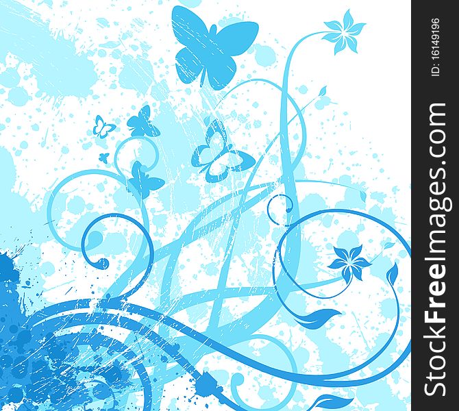 Grunge style floral background illustration vector