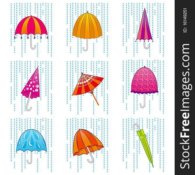 Set of umbrella design illustration vector. Set of umbrella design illustration vector