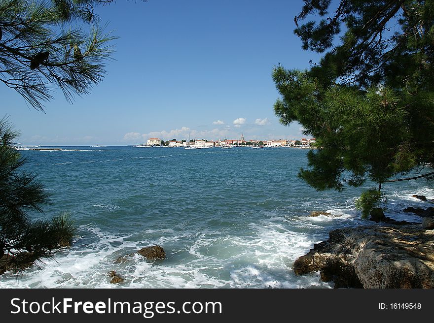 Seascape on a clear summer day. Croatia, Porec