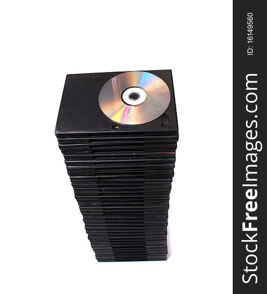 Stack of dvd on white with shadow