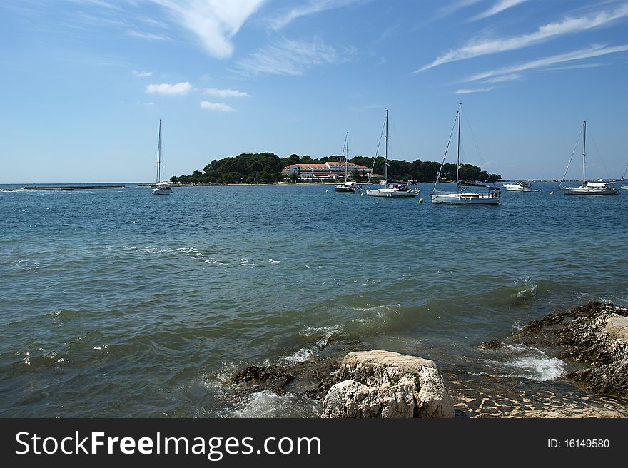 Seascape on a clear summer day. Croatia, Porec