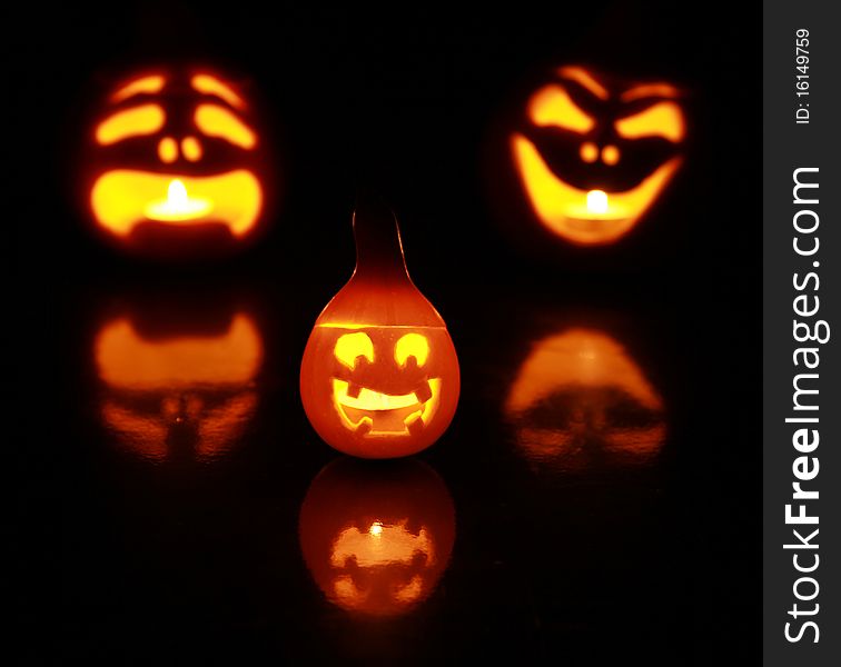 Halloween pumpkins with funny faces. Halloween pumpkins with funny faces