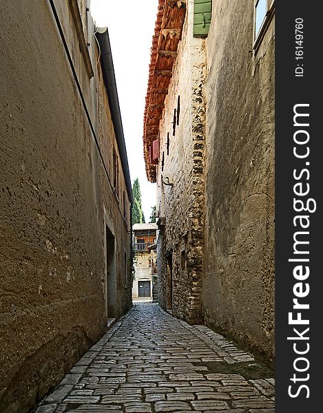 Narrow street of the medieval town, Croatia, Porec