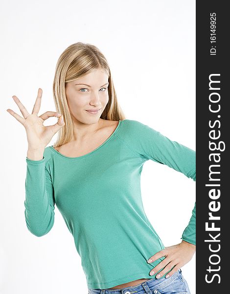 Beautiful Teenage Girl Ok Gesture