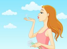 The Girl And A Dandelion Stock Images The Girl And A Dandelion Stock Images