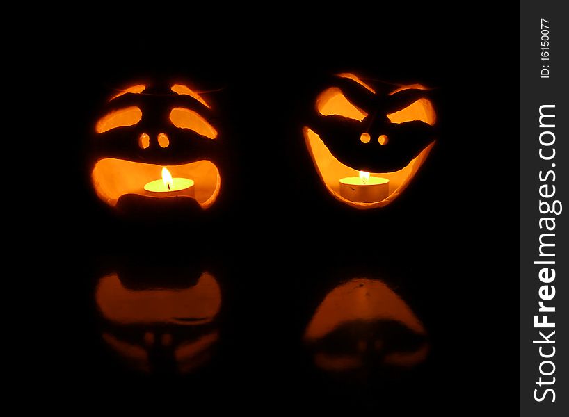 Halloween pumpkins with funny faces. Halloween pumpkins with funny faces