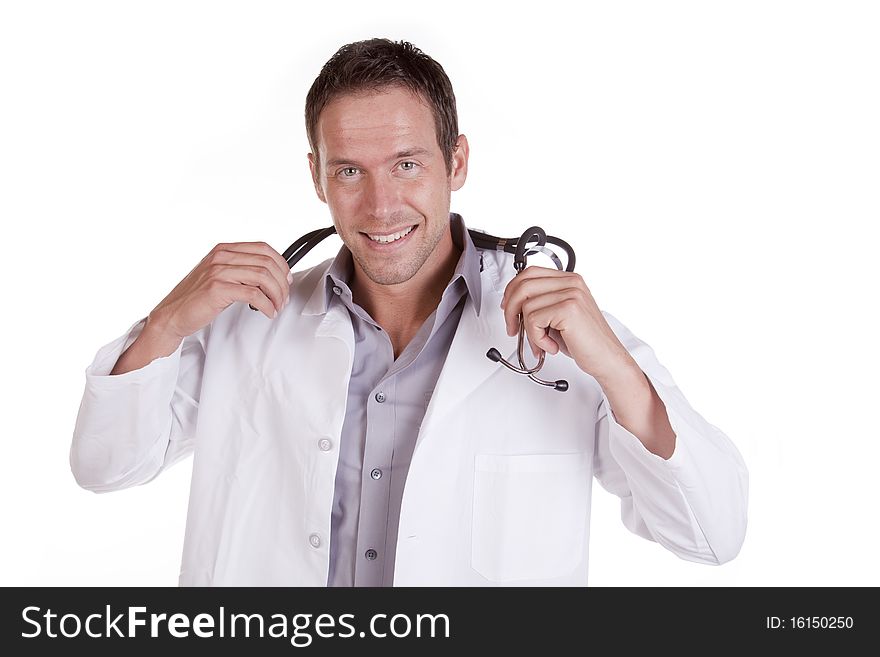 A doctor with a stethoscope around his neck. A doctor with a stethoscope around his neck.