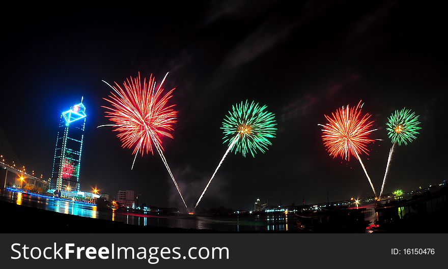 Colorful firework on a festival