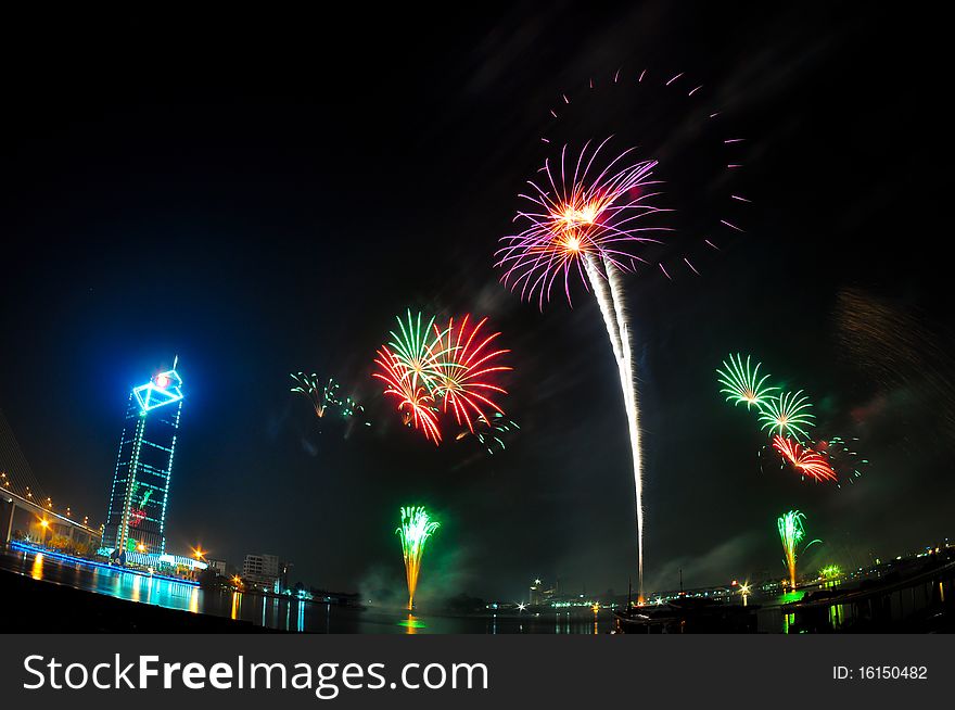 Colorful firework on a festival