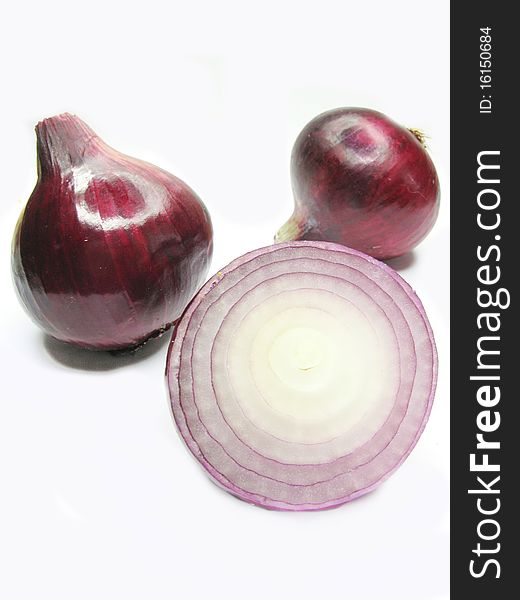 Red onion vegetable isolated on white
