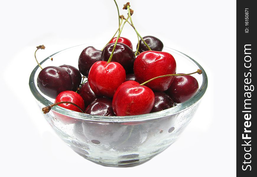 Ripe cherry berries in bowl summer dessert. Ripe cherry berries in bowl summer dessert
