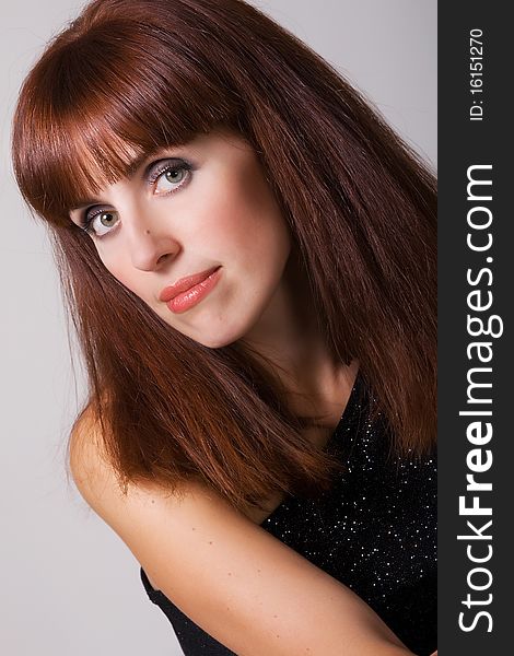 Closeup portrait of a beautiful red-haired woman