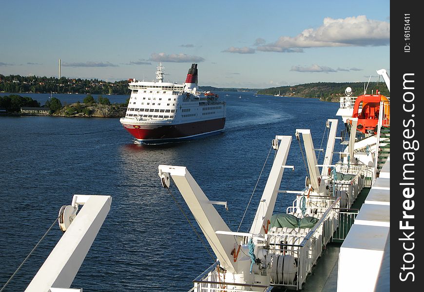 Cruise ship near to harbour